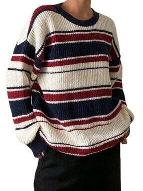 Oversized Multi-Colored Striped Sweater